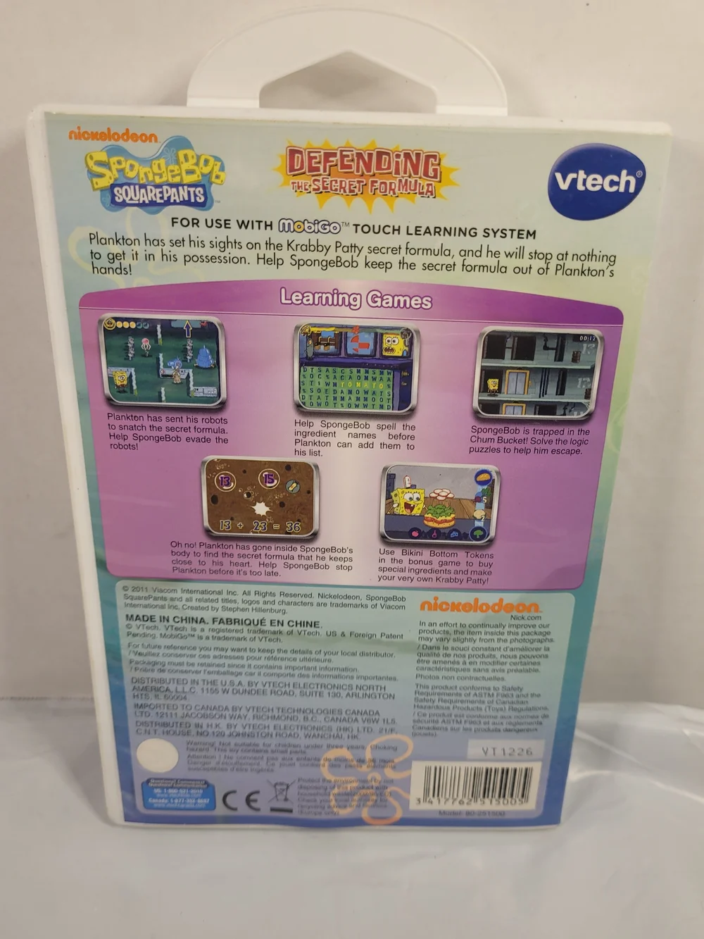 VTech MobiGo SpongeBob Defending The Secret Formula - Blue Learning Game